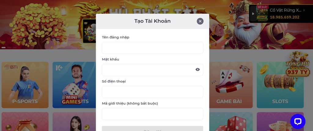 điền thông tin đăng ký