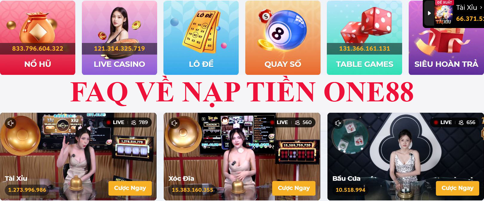 Nạp tiền ONE88 - FAQ