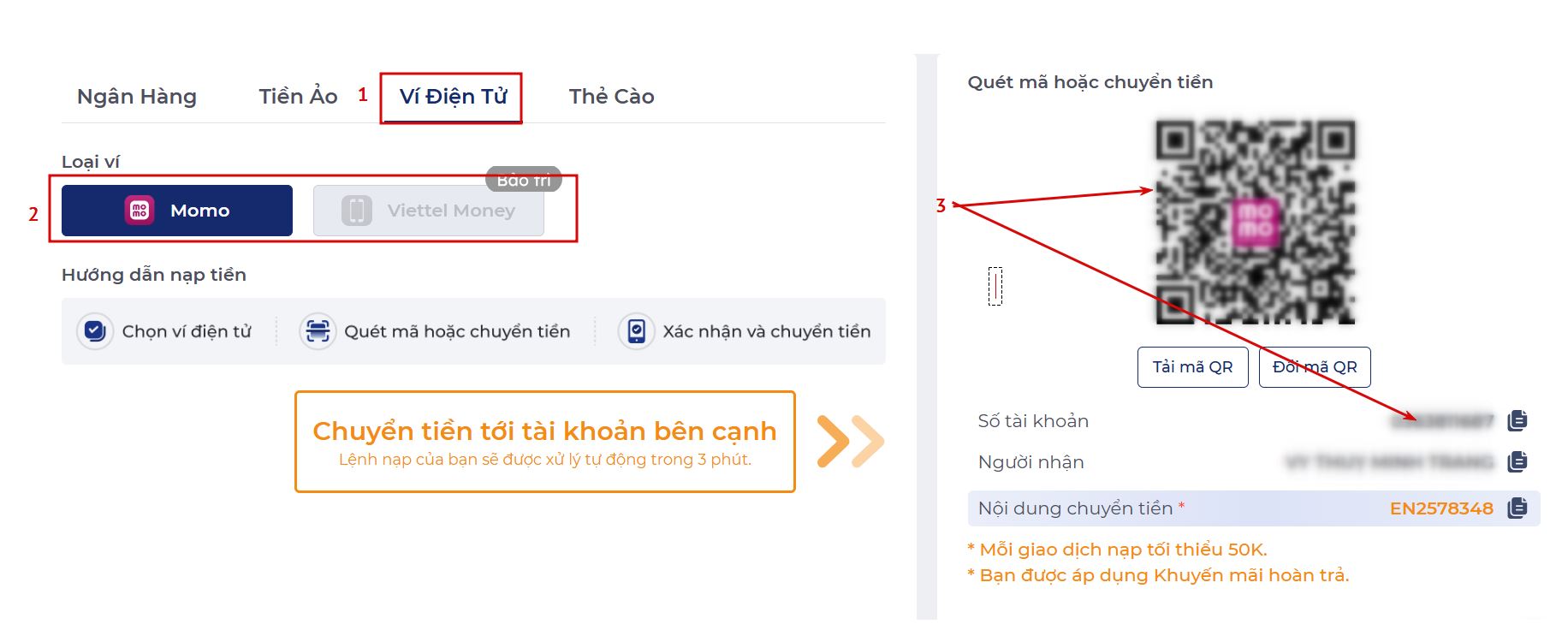 Nạp tiền ONE88 - ví điện tử
